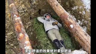 这么省事的庇护所真的不多见#野外建造 #雪中露营 #庇护所建造