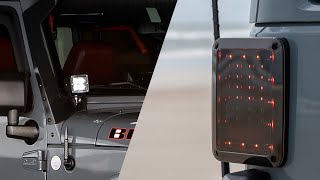 Heise RGB Cube Lights \u0026 Metra JP-TL01S Taillights on a Jeep Wrangler