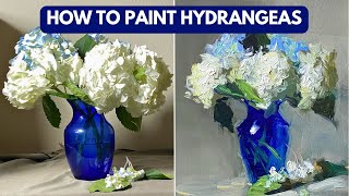 How to Paint Blue and White Hydrangeas | Step by Step Still Life