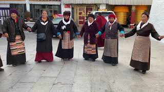 Lhasa Ladies Dancing in front of Ramoche Temple at Palden Lhamo festival in Lhasa, December 2019