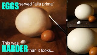 OIL PAINTING TUTORIAL FOR BEGINNERS: Painting a simple Egg (x3) ALLA PRIMA style!