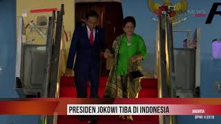 ANTARANEWS - Presiden Jokowi tiba di tanah air