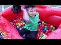 Wendy & Liam Pretend Play with Princess Carriage Slide Inflatable Toy