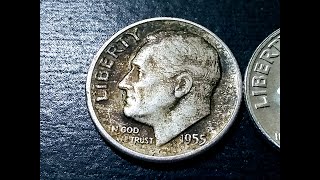 ***pequeña pero valiosa! 💰👈1955 Roosevelt dime 90%plata Ms 67+