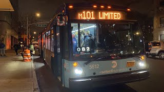 ⁴ᴷ MTA New York City Bus: 2018 NovaBus LFSA #5512 on M101 Bus @Amsterdam Avenue \u0026 138th Street CCNY