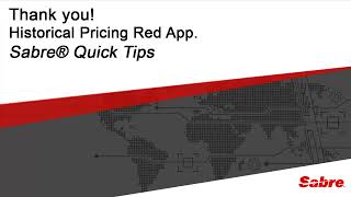 Sabre Red App -Historical Pricing