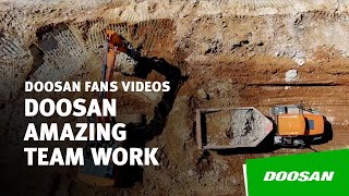 Doosan Machines Teamwork in a Mine