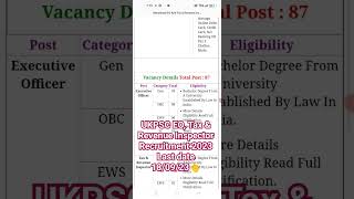 UKPSC EO, Tax \u0026 Revenue Inspector Recruitment 2023