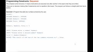 Pseudocode: Sequence Construct