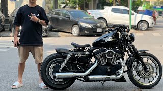 REVIEW XE HARLEY DAVIDSON Cổ 10 năm tuổi dọn mới Long LANH l HARLEY ĐỘ BOBBER YÊN GẬP RA VÀO