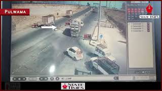 CCTV footage of today's road accident at Galander Pulwama on National Highway.