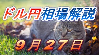 【TAKA FX】ドル円為替相場の前日の動きをチャートから解説。日経平均、NYダウ、金チャートも。9月27日