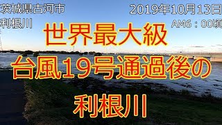 2019年10月13日　世界最大級台風19号通過後の利根川　茨城県古河市