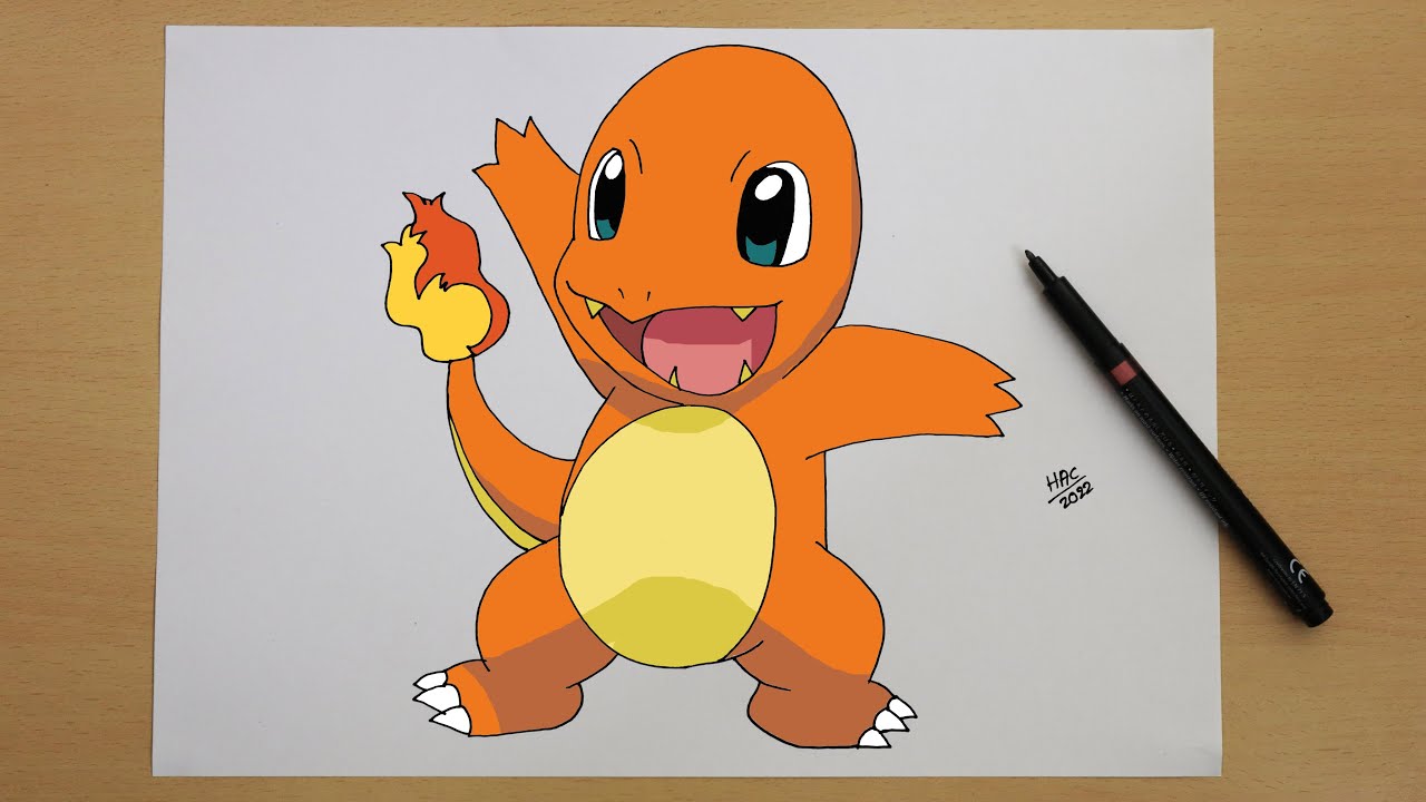 How To Draw Charmander | Step By Step | Pokémon #004 - YouTube