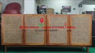 This rattan cane and wood cabinet is perfect for your daily use #Red_rose_cane_furniture