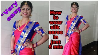 ನಿಮ್ಮಿಂದ 5 ನಿಮಿಷದಲ್ಲಿ ಸೀರೆ ಉಡಲು ಸಾದ್ಯವೇ? How to wear silk saree in 5 minutes || Style from Soul