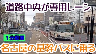 基幹バス　全国唯一、道路中央のバスレーンを走る、名古屋市バスに乗ってきた【1分動画】