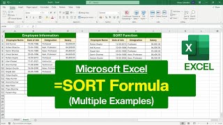 MS Excel - SORT Function | SORT Formula in Excel