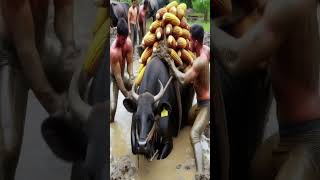 Farmers Save Cow Loaded with Corn Stuck in Deep Mud🐄 🌽#humanity #rescue #animals #cow #corn #shorts