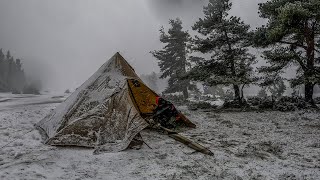 Hot Tent Camping in a Freezing Snowstorm