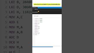 Addition of two 16 bit numbers in Assembly Level Language #fyp #shorts #assembly #all #tutorial