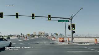 DRIVING LAS VEGAS USA 4K - PASSING THE AIRPORT WITH THE CASINOS ON THE HORIZON - AMBIENT DRIVE TV