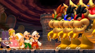 New Super Mario Bros U Delexue All Characters Vs Final Boss Battle (Mario)