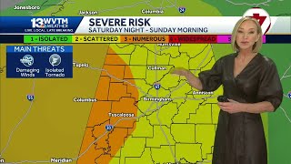 Strong to severe thunderstorms arrive in Alabama this weekend followed by colder temperatures