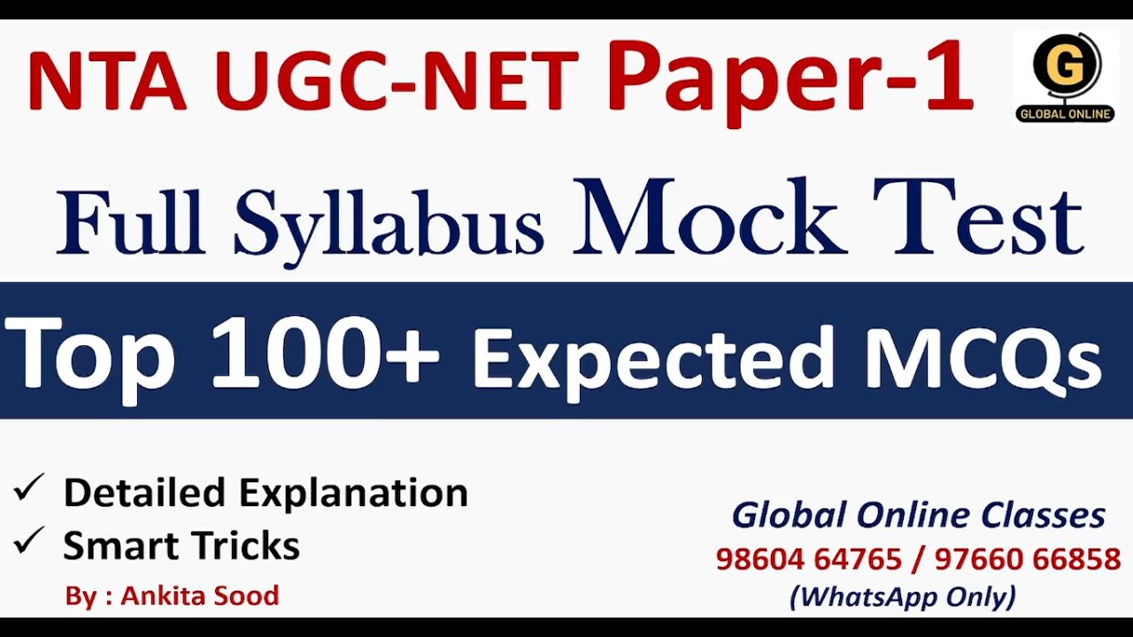 Mock Test For NTA UGC NET Paper 1 | UGC NET Paper 1 Most Expected MCQ ...