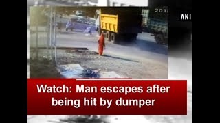 Watch Man escapes after being hit by a dumper - Gujarat News