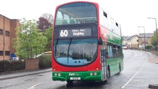 Transdev Aireline 60 Leeds to Shipley then Keighley Wright Eclipse Gemini Volvo B9TL 2791 X1VTD