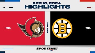 NHL Highlights | Senators vs. Bruins - April 16, 2024