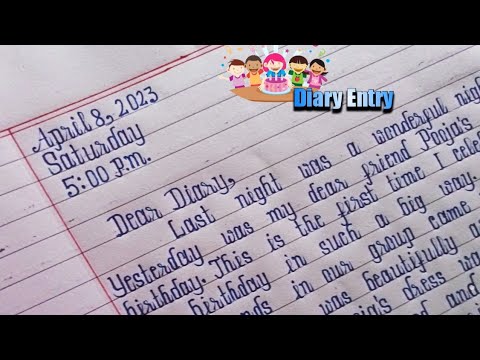 Diary Entry On My Friends Birthday Party Celebration | Diary Writing ...