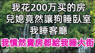 我花200萬買的房，兒媳婦竟然讓狗睡臥室,讓我睡客廳，我憤然賣房都給我睡大街#細品歲月#老年生活#情感故事#養老#退休#幸福人生