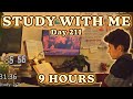 🔴LIVE 9 HOUR | Day 211 | study with me Pomodoro | No music, Rain/Thunderstorm sounds