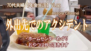 【年金生活 】70代夫婦の記録Vlog 外出先でのアクシデント /お花を求めてホームセンターめぐり / おやつは外で頂きます /Japanese senior Vlog.