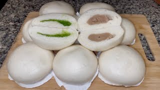 Qhia ua saslaspaus paus cub ghwv gos tsw ha thiab pandan flavor. How to make steam bao buns