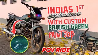 splendor+ POV ride| India's first BS VI splendor+ with custom British green paint job