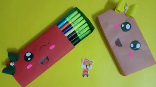 How to make paper pencil box /DIY easy pencil box idea💡/Origami Box tutorial /Origami 💕