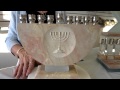 On Sale Menorah with temple menorah carved in relief