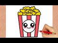 How to Draw a POPCORN KAWAII I Objects I Easy