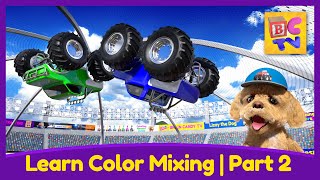 Learn Color Mixing with Monster Trucks Part 2 | Educational Video for Kids