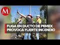 Fuga de combustible en ducto de Pemex provoca incendio en Papantla, Veracruz