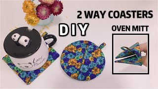 HOW TO DIY 2 WAY COASTERS/OVEN MITT TUTORIAL 兩用布藝杯墊/隔熱手套教程