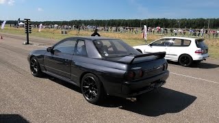 Nissan Skyline R32 with RB26 Engine vs. Tuned Honda Civic | DRAGRACE