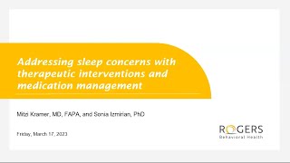 Therapeutic interventions and medication management for sleep concerns: Webinar March 2023