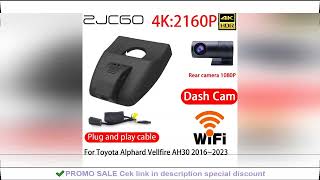 ZJCGO 4K DVR Dash Cam Wifi Front Rear Camera 24h Monitor For Toyota Alphard Vellfire AH30 2016~2023