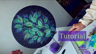 Northern lights painting / Tutorial leaf painting / Leaves painting process
