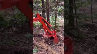 That’s how you take down a tree..#Kubota #compacttractor #backhoe