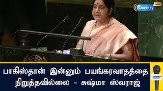 பாகிஸ்தான் இன்னும் பயங்கரவாதத்தை நிறுத்தவில்லை - சுஷ்மா ஸ்வராஜ் | Sushma Spoke on Pakistan